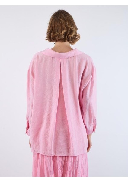 4612 Omzu Düşük Oversize Gömlek Şeker Pembe modelleri