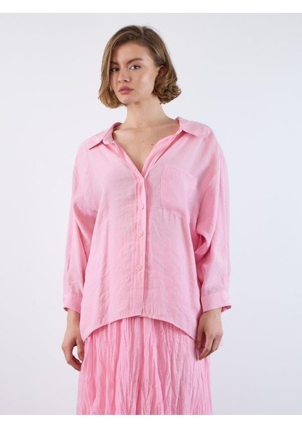 4612 Omzu Düşük Oversize Gömlek Şeker Pembe fırsatları