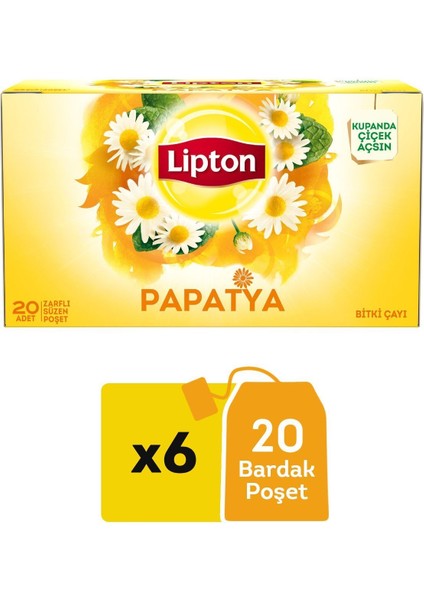 Papatya Bitki Süzen Bardak Poşet Çayı 20LI x 6 Adet
