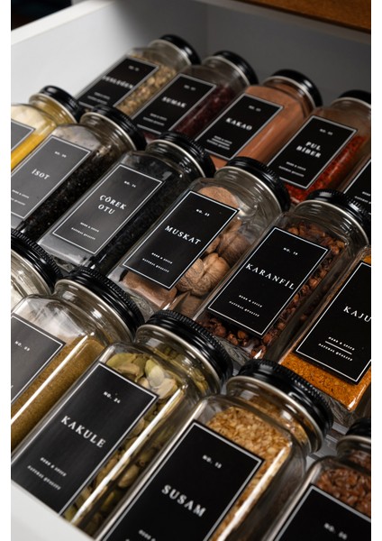 24'lü Şeffaf Pleksi Standlı Cam Baharatlık Seti Kapaklı Etiketli Baharatlık Takımı MH02SYH24 fiyatları