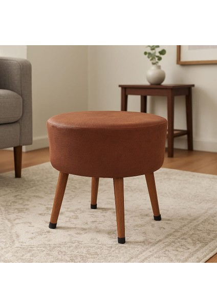 Kahve Puf Koltuk Bench Tabure – Dekoratif Ahşap Ayaklı | Doğal & Modern Stil fırsatları