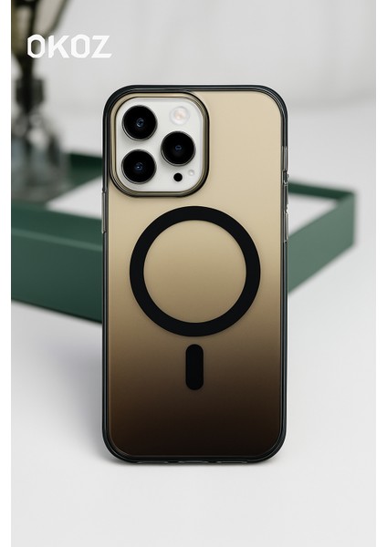 iPhone 14 Siyah Renk Geçişli Grace Premium Koruyucu Kılıf - Magsafe