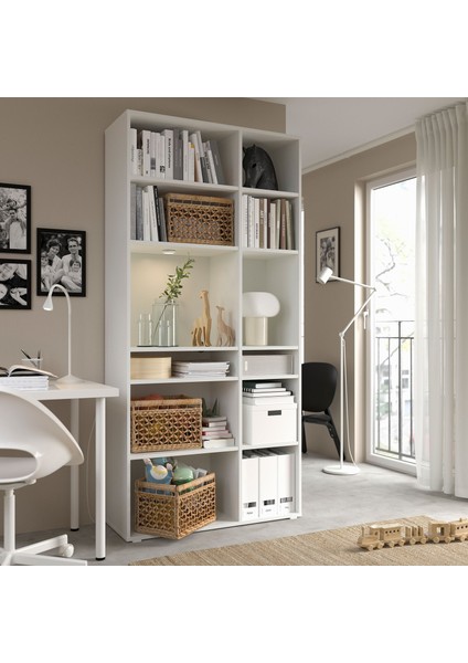 Vihals 95X37X200 cm Açık Dolap Beyaz Depolama Rafı Modern Şık Kitaplık Organizer fiyatları