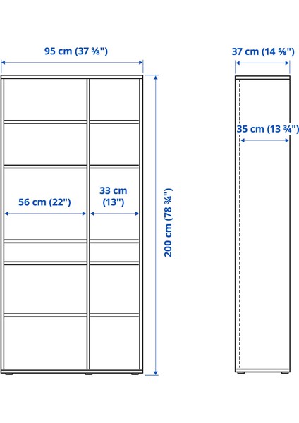 Vihals 95X37X200 cm Açık Dolap Beyaz Depolama Rafı Modern Şık Kitaplık Organizer indirimleri
