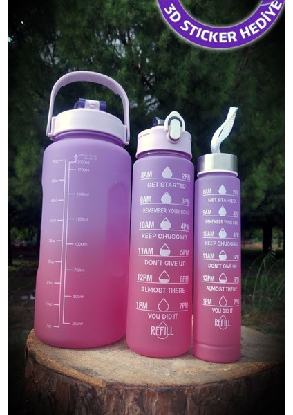 3'lü Su Matarası Seti 2L+900ML+500ML Bpa Içermez, Sağlıklı ve Şık Sulukler