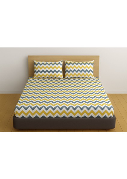 Battal Boy Desenli Lastikli Çarşaf Seti 180X200 cm + 2 Adet Yastık Kılıfı 50X70