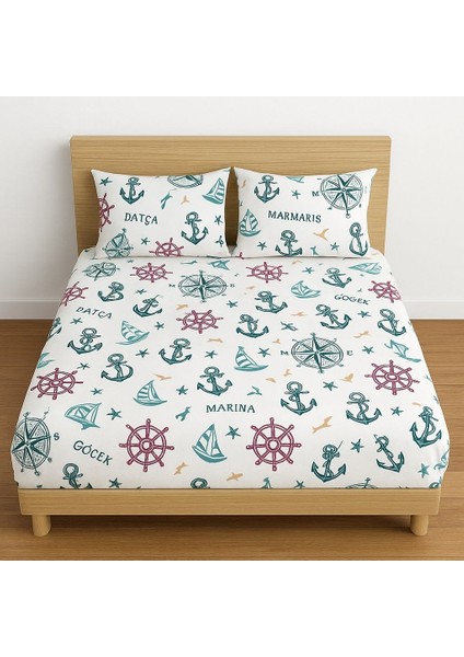 Çift Kişilik Desenli Lastikli Çarşaf Seti 140X200 cm + 2 Adet Yastık Kılıfı 50X70