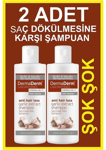 2 Adet Saç Biotin ve Keratin Içeren Sarımsak Özlü Şampuan 2 x 250 ml