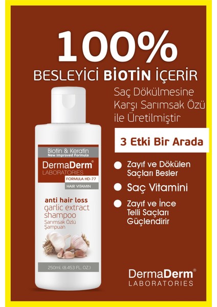 2 Adet Saç Biotin ve Keratin Içeren Sarımsak Özlü Şampuan 2 x 250 ml fiyatları