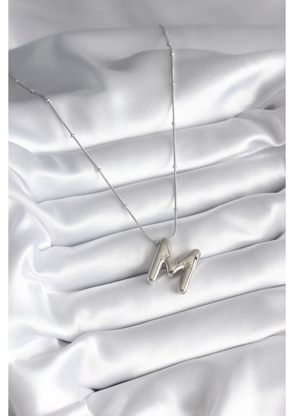 Bfs 316L Çelik Gümüş Renk Bubble "m" Harf Model Kadın Kolye fiyatları