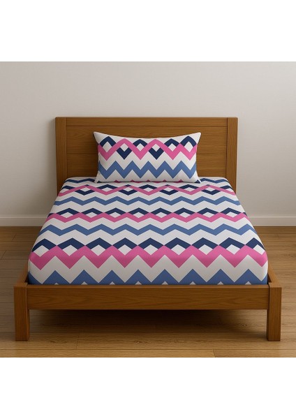 Tek Kişilik Desenli Lastikli Çarşaf Seti 120X200 cm + 1 Yastık Kılıfı 50X70