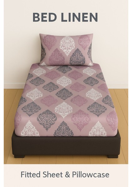 Tek Kişilik Desenli Lastikli Çarşaf Seti 100X200 cm + 1 Yastık Kılıfı 50X70