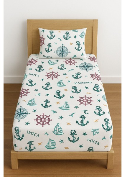 Tek Kişilik Desenli Lastikli Çarşaf Seti 90X200 cm + 1 Yastık Kılıfı 50X70