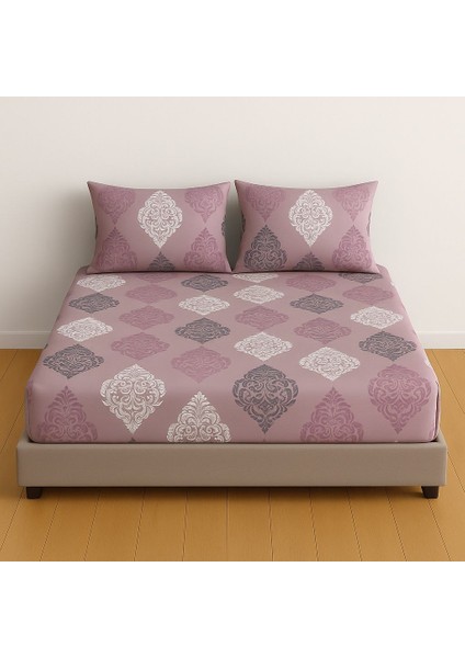 Battal Boy Desenli Lastikli Çarşaf Seti 180X200 cm + 2 Adet Yastık Kılıfı 50X70