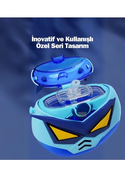 Çocuklar Için 630ML Silikon Robot Temalı Pipetli Askılı Matara fiyatları