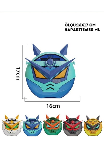 Çocuklar Için 630ML Silikon Robot Temalı Pipetli Askılı Matara indirimleri
