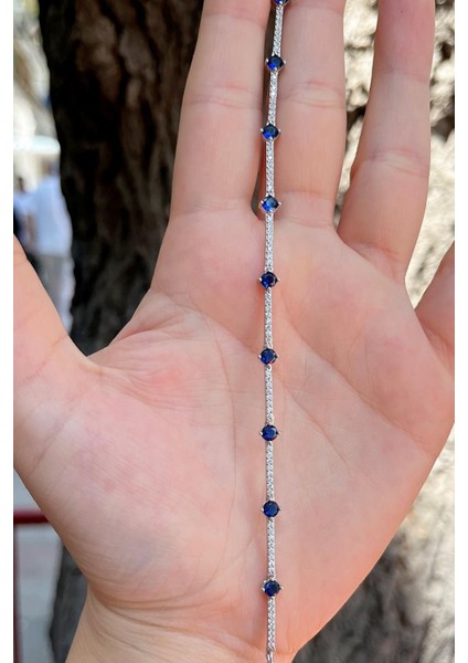 Gümüş Lacivert Taşlı Su Yolu Bileklik fiyatları