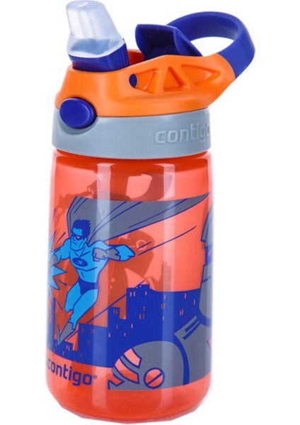 Renkli Çocuk Su Matarası, 420ML, Tek El Bas, Emzikli, Süper Kahraman Tasarımı