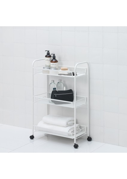 Hornavan 26X48X77 cm Beyaz Tekerlekli Modern Banyo Servis Arabası Depolama Rafı Organizer fiyatları