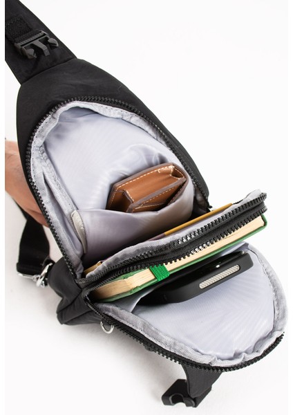 Kadın Krınkıl Kumaş Suya Dayanıklı Çapraz Askılı Para Cüzdanlıklı Çanta