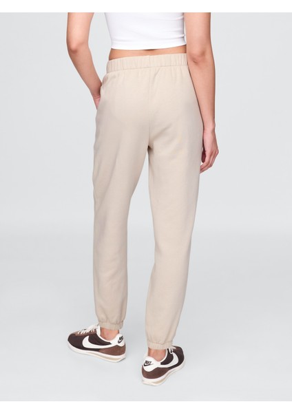Kadın Krem High Rise Boyfriend Jogger Eşofman Altı