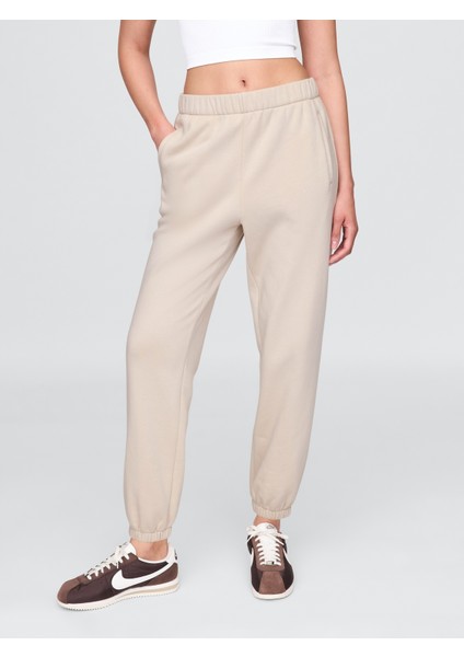Kadın Krem High Rise Boyfriend Jogger Eşofman Altı modelleri