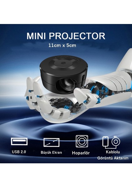 USB Kablolu Full Hd Mini Projektör - Mini Projeksiyon Cihazı