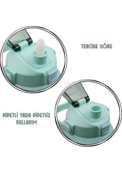 Mavi 2l Su Matarası Seti, 2 Adet 900ML Sticker ve Pipet Hediyeli