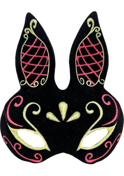 Kahverengi ve Siyah Renkli Tavşan Temalı Şık Maske