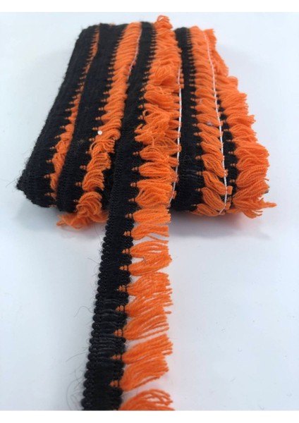 Turuncu ve Siyah Şerit Saçak Püskül, 1 Metre, En 3 Cm, Partiye Renkli Dokunuş fiyatları