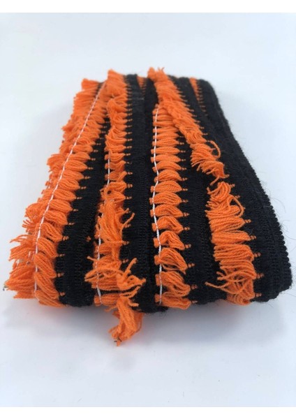 Turuncu ve Siyah Şerit Saçak Püskül, 1 Metre, En 3 Cm, Partiye Renkli Dokunuş modelleri