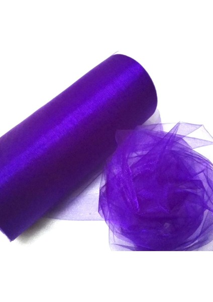 Mor Kristal Tül 5 Metre Petek Zemin Kumaş, Bej ve Mor Renk Seçenekleri