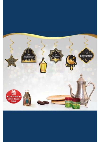 Çok Renkli 6'lı Tavan Süs Yazılı Bayram Temalı Dini Islami Süs fiyatları