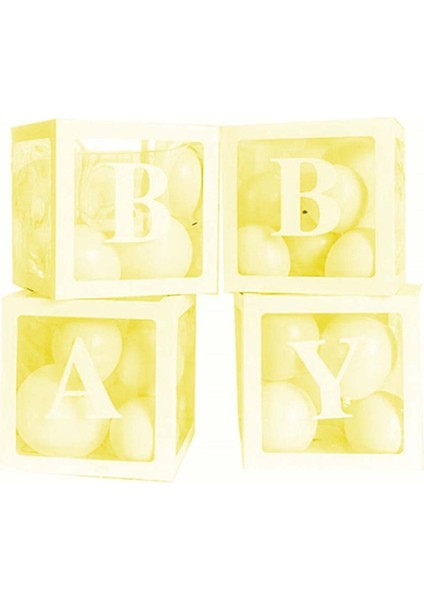 Şeffaf Balon Kutusu 25 Cm, Makaron Sarı, Kutulu Balon Seti, Renkli Dekorasyon Malzeme