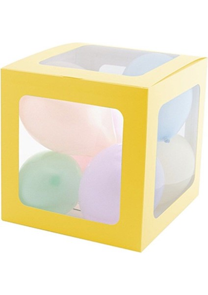 Şeffaf Balon Kutusu 25 Cm, Makaron Sarı, Kutulu Balon Seti, Renkli Dekorasyon Malzeme fiyatları
