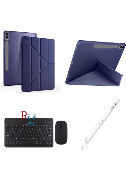 Samsung Galaxy Tab S10 Fe Plus 13.1" ile Uyumlu Standlı Kılıf Dokunmatik Kalem ve Klavye Mouse Set
