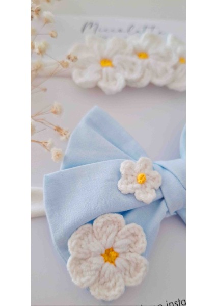 Yenidoğan ve Bebek Papatya El Örgüsü 2li Bandana Seti (0-1 Yaşa Kadar Uygundur) modelleri