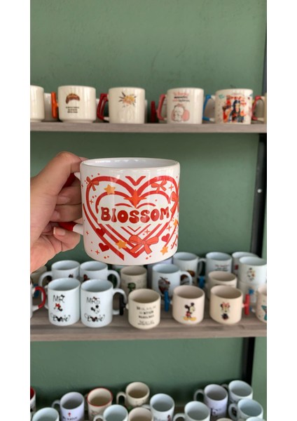 Powerpuff Girls - Blossom Kalp Detaylı Kupa Bardak Kahve Fincanı 200 ml 1 Adet modelleri