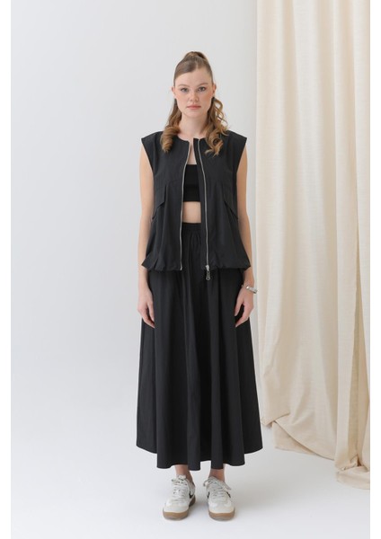 Kadın Oversize Fermuarlı Yelek - 32128YLK