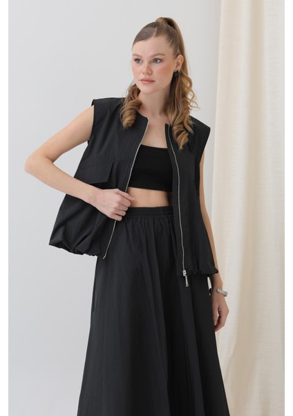 Kadın Oversize Fermuarlı Yelek - 32128YLK modelleri