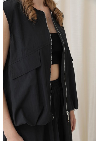 Kadın Oversize Fermuarlı Yelek - 32128YLK fırsatları