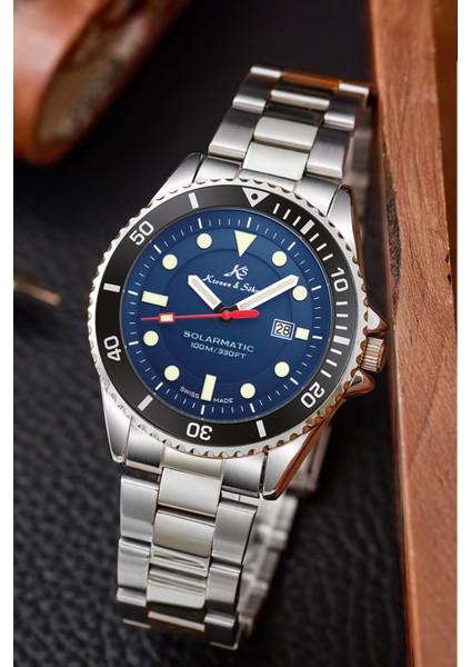 Solarmatic Güneş Enerjili Swiss Made Çelik Platin Erkek Kol Saati indirimleri