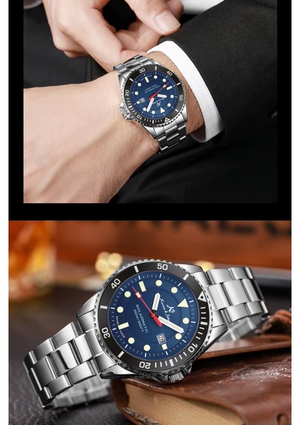 Solarmatic Güneş Enerjili Swiss Made Çelik Platin Erkek Kol Saati