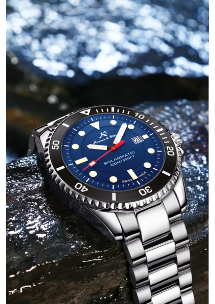 Solarmatic Güneş Enerjili Swiss Made Çelik Platin Erkek Kol Saati