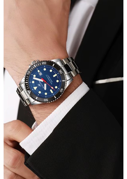 Solarmatic Güneş Enerjili Swiss Made Çelik Platin Erkek Kol Saati