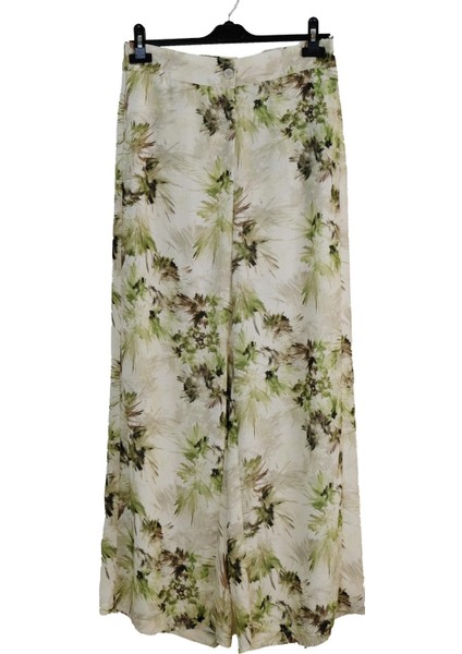 3213 Sedna Desenli Beli Lastikli Pantolon