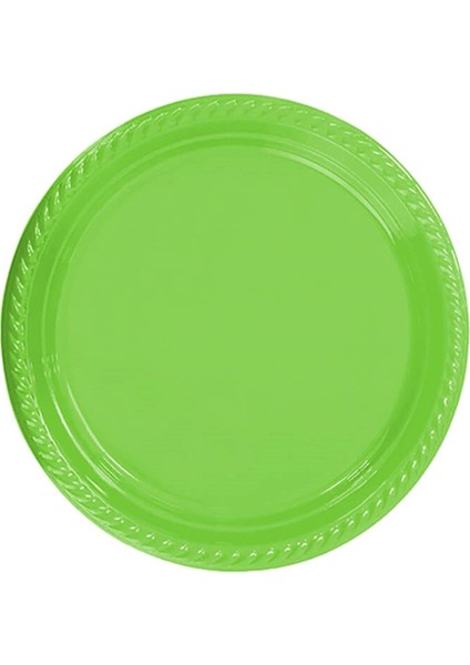 25'li Yeşil Sert Plastik Tabak Seti, Dayanıklı ve Şık Sofra Ürünleri