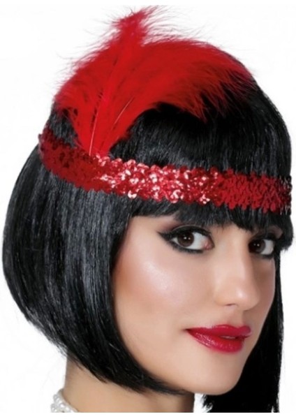 Kırmızı Çarliston Saç Bandı, Çok Renkli ve Şık Tasarım