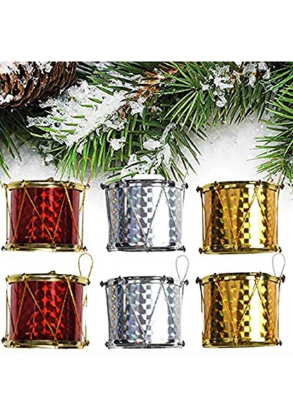 Renkli Yılbaşı Ağacı Mini Davul Süsleri, 9 Adet, 2 Cm, Şık ve Eğlenceli Dekorasyon
