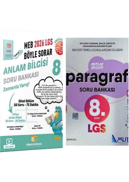 8. Sınıf 2026 Lgs Meb Böyle Sorar Anlam Bilgisi Soru Bankası ve Türkçe Paragraf Soru Bankası